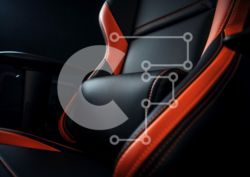 Intra Συλλεκτικό Ξύλινο Παζλ Plywood  4mm - Μοντέρνα καρέκλα gaming με μαύρο και πορτοκαλί τόνους Σε Ξύλινο Κουτί - Διαστάσεις Puzzle: 10x10 cm – 25 κομμάτια