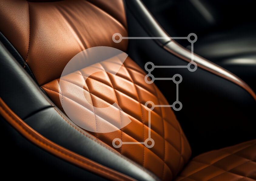 Intra Συλλεκτικό Ξύλινο Παζλ Plywood  4mm - Κοντινό πλάνο πολυτελούς καθίσματος αυτοκινήτου σε καφέ δέρμα Σε Ξύλινο Κουτί - Διαστάσεις Puzzle: 10x10 cm – 25 κομμάτια