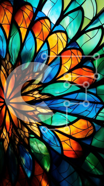 Intra Συλλεκτικό Ξύλινο Παζλ Plywood  4mm - Ζωντανό βιτρό με λουλουδάτα μοτίβα Σε Ξύλινο Κουτί - Διαστάσεις Puzzle: 10x10 cm – 25 κομμάτια