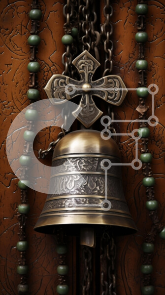 Intra Συλλεκτικό Ξύλινο Παζλ Plywood  4mm - Vintage καμπάνα και σταυρός με περίπλοκες λεπτομέρειες Σε Ξύλινο Κουτί - Διαστάσεις Puzzle: 10x10 cm – 25 κομμάτια