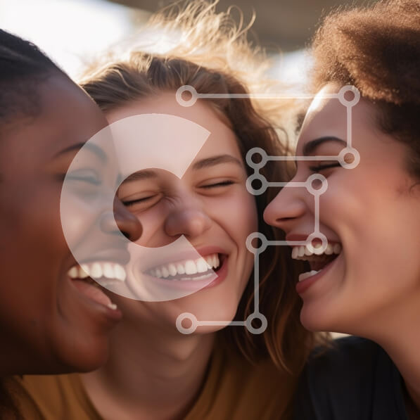 Intra Συλλεκτικό Ξύλινο Παζλ Plywood  4mm - Τρεις γυναίκες που γελούν μαζί Σε Ξύλινο Κουτί - Διαστάσεις Puzzle: 10x10 cm – 25 κομμάτια