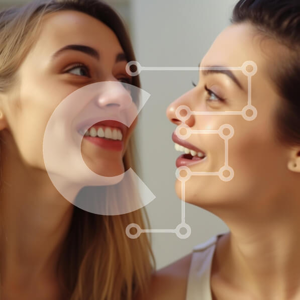 Σετ των 2 Intra Συλλεκτικό Ξύλινο Παζλ Plywood  4mm - Χαρούμενα χαμόγελα δύο φίλων Σε Ξύλινο Κουτί - Διαστάσεις: 10x10 cm – 25 κομμάτια