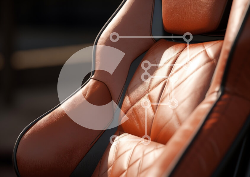 Intra Συλλεκτικό Ξύλινο Παζλ Plywood  4mm - Κοντινό πλάνο ενός πολυτελούς καθίσματος αυτοκινήτου σε καφέ δέρμα Σε Ξύλινο Κουτί - Διαστάσεις Puzzle: 10x10 cm – 25 κομμάτια