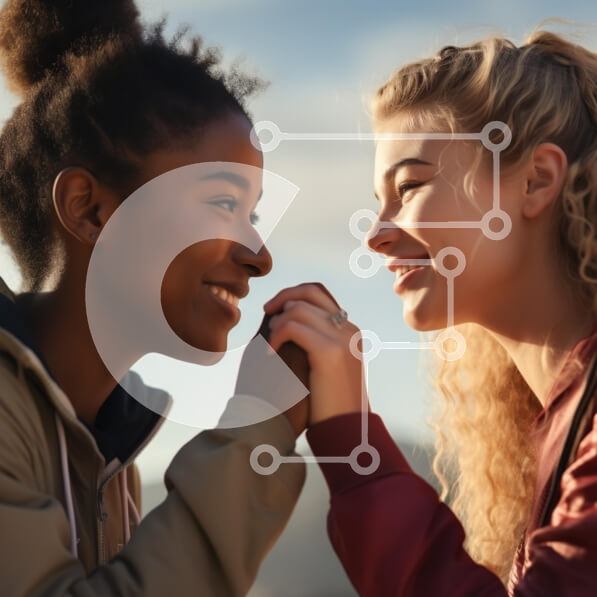 Intra Συλλεκτικό Ξύλινο Παζλ Plywood  4mm - Χαρούμενη στιγμή φιλίας ανάμεσα σε δύο νεαρές γυναίκες Σε Ξύλινο Κουτί - Διαστάσεις Puzzle: 10x10 cm – 25 κομμάτια