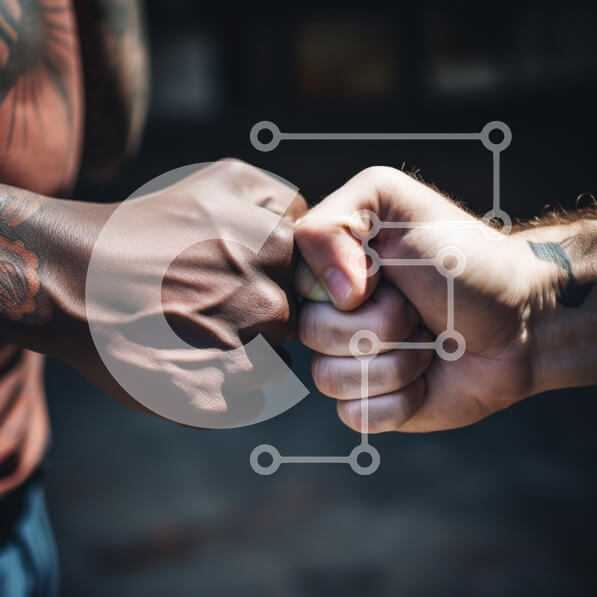 Intra Συλλεκτικό Ξύλινο Παζλ Plywood  4mm - Γροθιά χτύπημα ως χειρονομία ενότητας Σε Ξύλινο Κουτί - Διαστάσεις Puzzle: 10x10 cm – 25 κομμάτια