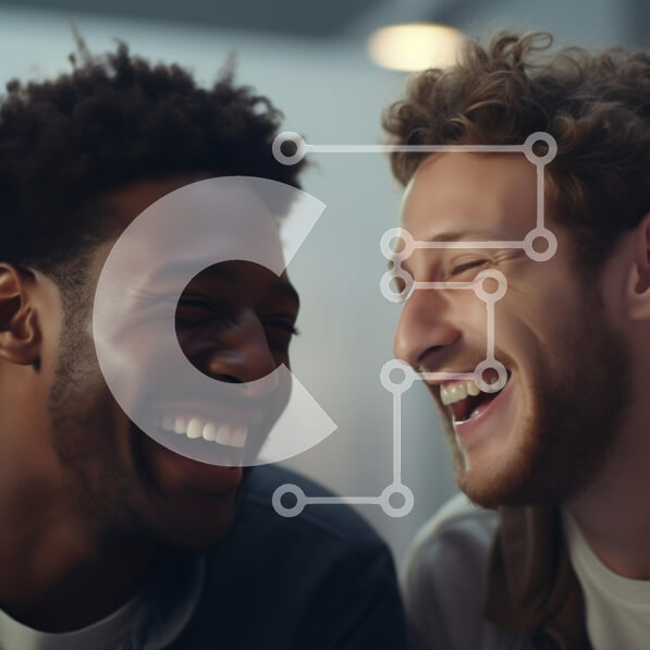 Intra Συλλεκτικό Ξύλινο Παζλ Plywood  4mm - Δύο άνδρες που γελούν μαζί Σε Ξύλινο Κουτί - Διαστάσεις Puzzle: 10x10 cm – 25 κομμάτια