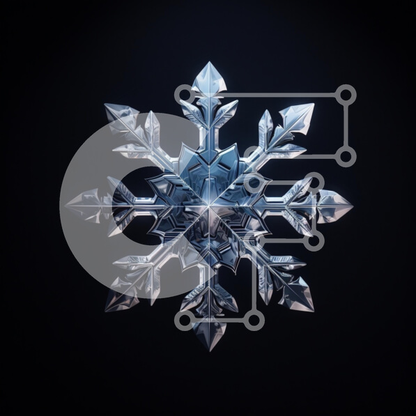 Intra Συλλεκτικό Ξύλινο Παζλ Plywood  4mm - Ανακλαστική νιφάδα χιονιού σε σκοτεινό φόντο Σε Ξύλινο Κουτί - Διαστάσεις Puzzle: 10x10 cm – 25 κομμάτια