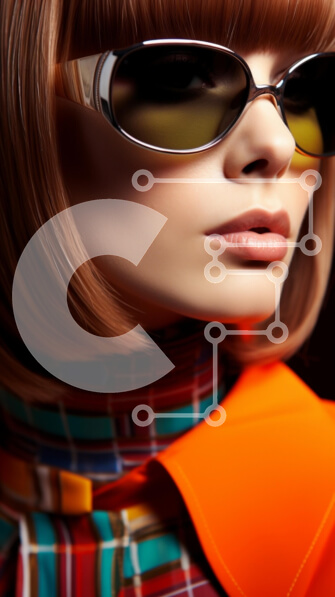 Intra Συλλεκτικό Ξύλινο Παζλ Plywood  4mm - Close-up πορτρέτο γυναίκας με κομψά γυαλιά ηλίου Σε Ξύλινο Κουτί - Διαστάσεις Puzzle: 10x10 cm – 25 κομμάτια