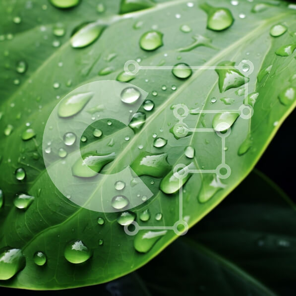 Intra Συλλεκτικό Ξύλινο Παζλ Plywood  4mm - Κοντινό πλάνο ενός πράσινου φύλλου με σταγονίδια νερού Σε Ξύλινο Κουτί - Διαστάσεις: 10x10 cm – 25 κομμάτια