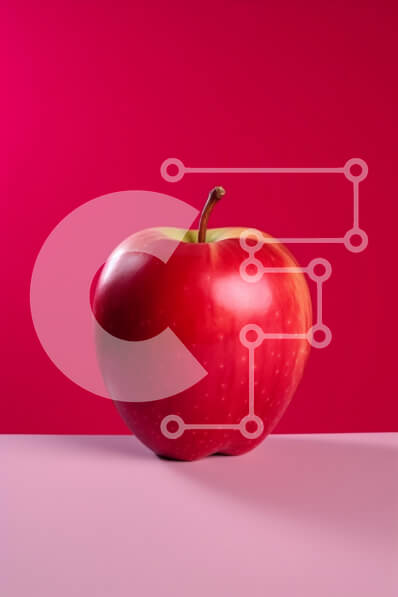 Σετ των 2 Intra Συλλεκτικό Ξύλινο Παζλ Plywood  4mm - Φρέσκο ​​κόκκινο μήλο σε ροζ φόντο Σε Ξύλινο Κουτί - Διαστάσεις: 10x10 cm – 25 κομμάτια