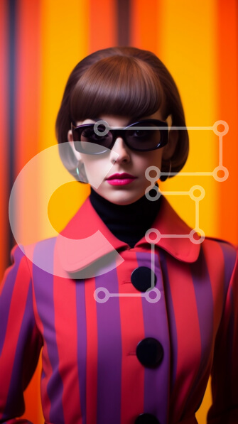 Intra Συλλεκτικό Ξύλινο Παζλ Plywood  4mm - Μοντέρνα γυναίκα με ριγέ παλτό με γυαλιά ηλίου Σε Ξύλινο Κουτί - Διαστάσεις Puzzle: 10x10 cm – 25 κομμάτια