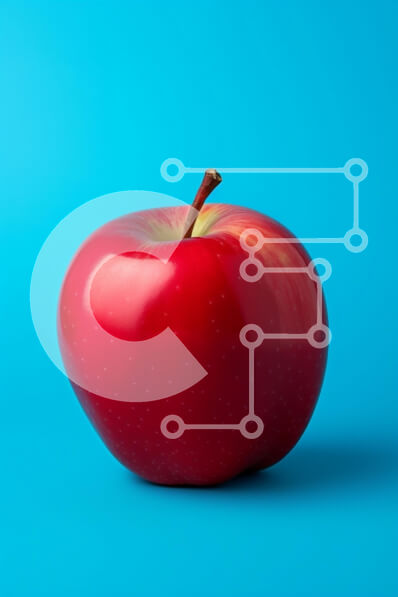 Σετ των 2 Intra Συλλεκτικό Ξύλινο Παζλ Plywood  4mm - Κόκκινο μήλο σε μπλε φόντο Σε Ξύλινο Κουτί - Διαστάσεις: 10x10 cm – 25 κομμάτια