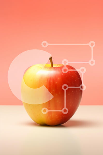 Σετ των 2 Intra Συλλεκτικό Ξύλινο Παζλ Plywood  4mm - Ζωντανό μήλο σε φόντο κλίσης Σε Ξύλινο Κουτί - Διαστάσεις: 10x10 cm – 25 κομμάτια