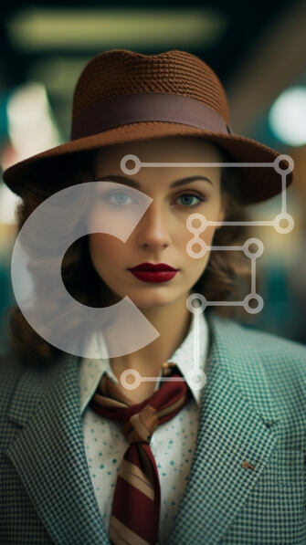 Intra Συλλεκτικό Ξύλινο Παζλ Plywood  4mm - Vintage μόδας πορτρέτο μιας γυναίκας Σε Ξύλινο Κουτί - Διαστάσεις Puzzle: 10x10 cm – 25 κομμάτια