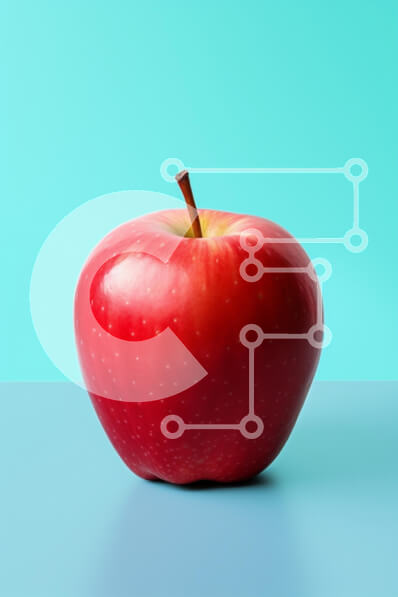 Σετ των 2 Intra Συλλεκτικό Ξύλινο Παζλ Plywood  4mm - Φρέσκο ​​κόκκινο μήλο σε τυρκουάζ φόντο Σε Ξύλινο Κουτί - Διαστάσεις: 10x10 cm – 25 κομμάτια