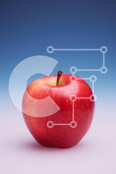 Σετ των 2 Intra Συλλεκτικό Ξύλινο Παζλ Plywood  4mm - Ζωντανό κόκκινο μήλο σε φόντο κλίσης Σε Ξύλινο Κουτί - Διαστάσεις: 10x10 cm – 25 κομμάτια