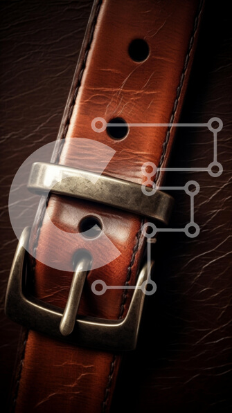 Intra Συλλεκτικό Ξύλινο Παζλ Plywood  4mm - Κοντινό πλάνο μιας καφέ δερμάτινης ζώνης Σε Ξύλινο Κουτί - Διαστάσεις: 10x10 cm – 25 κομμάτια