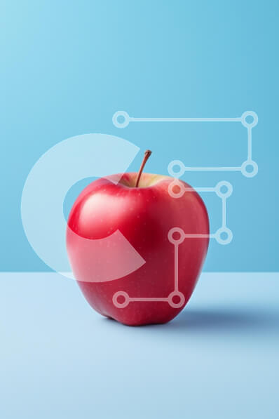 Σετ των 2 Intra Συλλεκτικό Ξύλινο Παζλ Plywood  4mm - Φρέσκο ​​κόκκινο μήλο σε μπλε φόντο Σε Ξύλινο Κουτί - Διαστάσεις: 10x10 cm – 25 κομμάτια