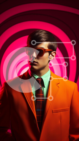 Intra Συλλεκτικό Ξύλινο Παζλ Plywood  4mm - Μοντέλο με ζωηρό κοστούμι με ρετρό φόντο Σε Ξύλινο Κουτί - Διαστάσεις Puzzle: 10x10 cm – 25 κομμάτια