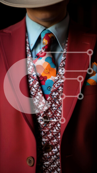 Intra Συλλεκτικό Ξύλινο Παζλ Plywood  4mm - Κομψή ατομική με κόκκινο κοστούμι με φλοράλ γραβάτα Σε Ξύλινο Κουτί - Διαστάσεις Puzzle: 10x10 cm – 25 κομμάτια