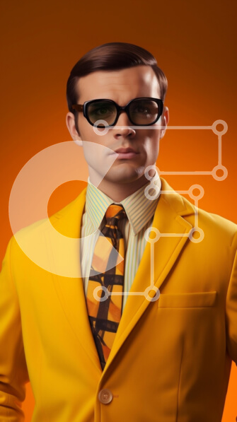 Intra Συλλεκτικό Ξύλινο Παζλ Plywood  4mm - Κομψός άνδρας με κίτρινο κοστούμι Σε Ξύλινο Κουτί - Διαστάσεις Puzzle: 10x10 cm – 25 κομμάτια