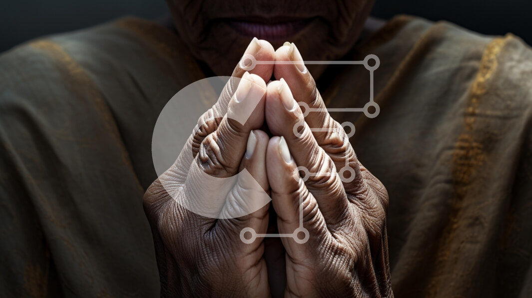 Intra Συλλεκτικό Ξύλινο Παζλ Plywood  4mm - Χέρια στην προσευχή Σε Ξύλινο Κουτί - Διαστάσεις Puzzle: 10x10 cm – 25 κομμάτια