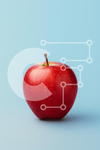 Σετ των 2 Intra Συλλεκτικό Ξύλινο Παζλ Plywood  4mm - Κόκκινο μήλο σε μπλε φόντο Σε Ξύλινο Κουτί - Διαστάσεις: 10x10 cm – 25 κομμάτια