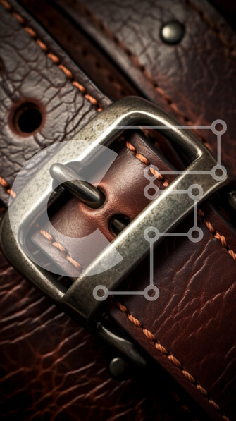 Intra Συλλεκτικό Ξύλινο Παζλ Plywood  4mm - Κοντινό πλάνο μιας καφέ δερμάτινης ζώνης με μεταλλική πόρπη Σε Ξύλινο Κουτί - Διαστάσεις: 10x10 cm – 25 κομμάτια