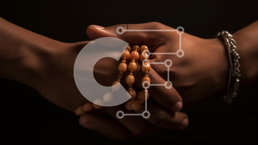 Intra Συλλεκτικό Ξύλινο Παζλ Plywood  4mm - Πλεγμένα χέρια με χάντρες προσευχής Σε Ξύλινο Κουτί - Διαστάσεις Puzzle: 10x10 cm – 25 κομμάτια