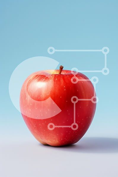 Σετ των 2 Intra Συλλεκτικό Ξύλινο Παζλ Plywood  4mm - Γυαλιστερό κόκκινο μήλο σε λευκή επιφάνεια με μπλε φόντο Σε Ξύλινο Κουτί - Διαστάσεις: 10x10 cm – 25 κομμάτια