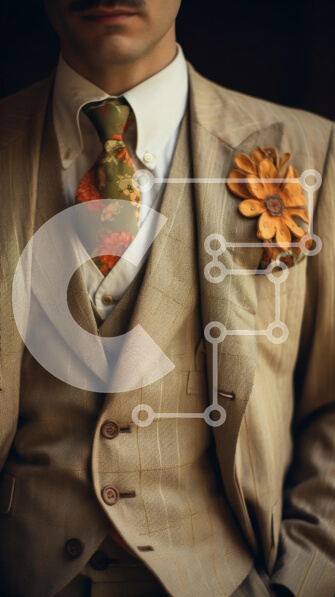 Intra Συλλεκτικό Ξύλινο Παζλ Plywood  4mm - Κομψός άντρας με vintage κοστούμι με φλοράλ γραβάτα Σε Ξύλινο Κουτί - Διαστάσεις Puzzle: 10x10 cm – 25 κομμάτια