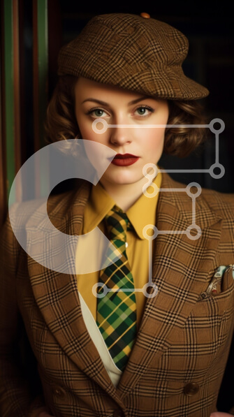 Intra Συλλεκτικό Ξύλινο Παζλ Plywood  4mm - Vintage μόδας πορτρέτο μιας νεαρής γυναίκας Σε Ξύλινο Κουτί - Διαστάσεις Puzzle: 10x10 cm – 25 κομμάτια