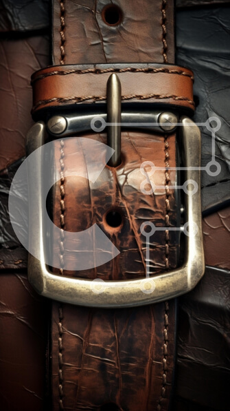 Intra Συλλεκτικό Ξύλινο Παζλ Plywood  4mm - Κοντινό πλάνο δερμάτινη ζώνη με μεταλλική πόρπη Σε Ξύλινο Κουτί - Διαστάσεις: 10x10 cm – 25 κομμάτια