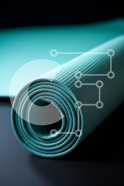 Intra Συλλεκτικό Ξύλινο Παζλ Plywood  4mm - Τυλλιμένο χαλάκι γιόγκα σε τιρκουάζ χρώμα Σε Ξύλινο Κουτί - Διαστάσεις: 10x10 cm – 25 κομμάτια