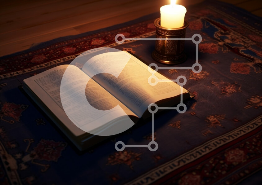 Intra Συλλεκτικό Ξύλινο Παζλ Plywood  4mm - Ανοιχτό βιβλίο με κερί σε διακοσμητικό χαλί Σε Ξύλινο Κουτί - Διαστάσεις Puzzle: 10x10 cm – 25 κομμάτια