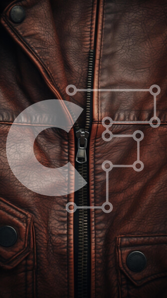 Intra Συλλεκτικό Ξύλινο Παζλ Plywood  4mm - Κοντινό πλάνο καφέ δερμάτινο μπουφάν με φερμουάρ και τσέπες Σε Ξύλινο Κουτί - Διαστάσεις Puzzle: 10x10 cm – 25 κομμάτια