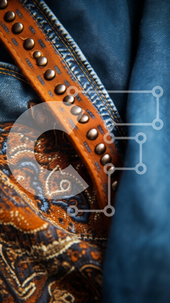 Intra Συλλεκτικό Ξύλινο Παζλ Plywood  4mm - Κοντινό πλάνο υφών υφασμάτων με τζιν και περίτεχνα μοτίβα Σε Ξύλινο Κουτί - Διαστάσεις Puzzle: 10x10 cm – 25 κομμάτια