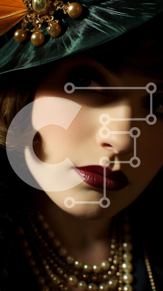 Intra Συλλεκτικό Ξύλινο Παζλ Plywood  4mm - Κομψή γυναίκα με κομψό καπέλο με μακιγιάζ Σε Ξύλινο Κουτί - Διαστάσεις Puzzle: 10x10 cm – 25 κομμάτια