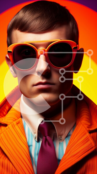 Intra Συλλεκτικό Ξύλινο Παζλ Plywood  4mm - Κομψός νεαρός άνδρας με υπερμεγέθη γυαλιά ηλίου Σε Ξύλινο Κουτί - Διαστάσεις Puzzle: 10x10 cm – 25 κομμάτια