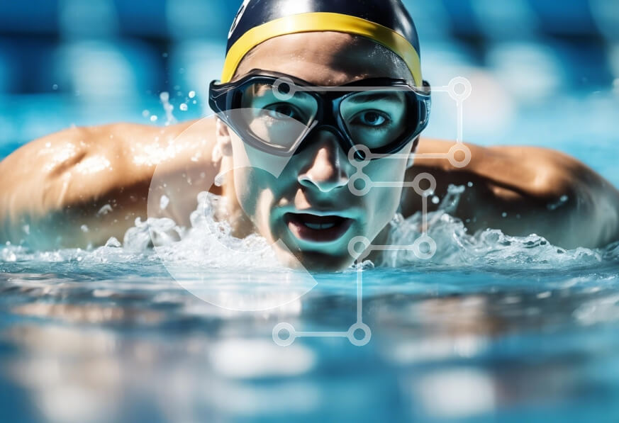 Intra Συλλεκτικό Ξύλινο Παζλ Plywood  4mm - Κολυμβητής σε δράση σε πισίνα Σε Ξύλινο Κουτί - Διαστάσεις Puzzle: 10x10 cm – 25 κομμάτια