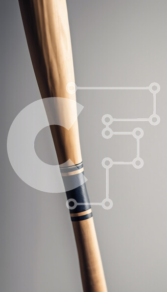 Intra Συλλεκτικό Ξύλινο Παζλ Plywood  4mm - Κοντινή όψη ενός ξύλινου ρόπαλου του μπέιζμπολ Σε Ξύλινο Κουτί - Διαστάσεις: 10x10 cm – 25 κομμάτια