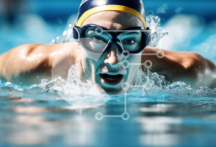 Intra Συλλεκτικό Ξύλινο Παζλ Plywood  4mm - Κολυμβητής σε δράση στην αγωνιστική κολύμβηση Σε Ξύλινο Κουτί - Διαστάσεις Puzzle: 10x10 cm – 25 κομμάτια