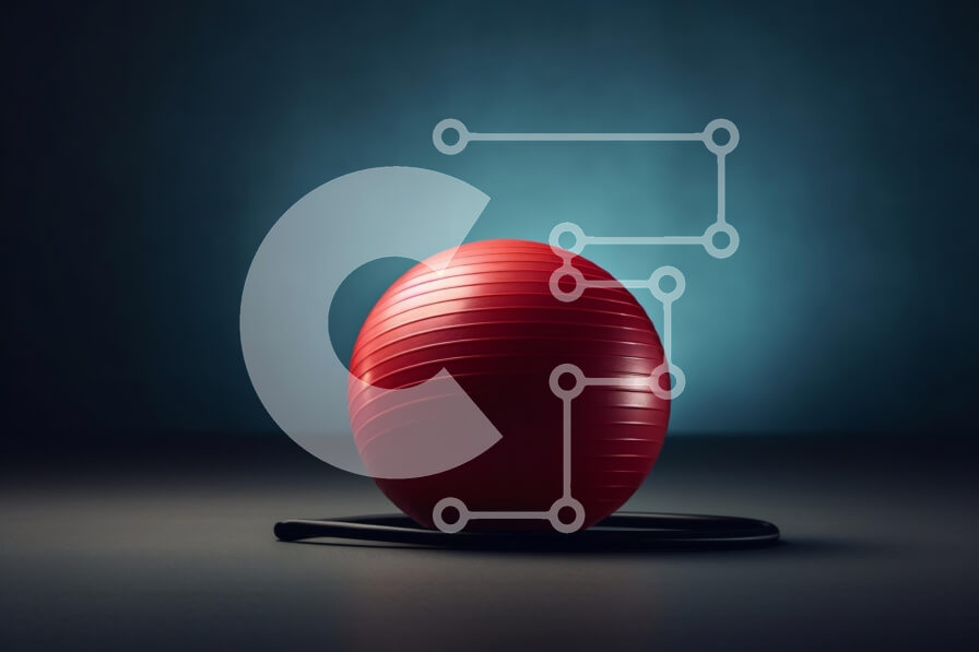 Intra Συλλεκτικό Ξύλινο Παζλ Plywood  4mm - Κόκκινη μπάλα άσκησης με μαύρο σωλήνα σε μπλε φόντο Σε Ξύλινο Κουτί - Διαστάσεις: 10x10 cm – 25 κομμάτια