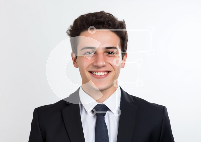 Intra Συλλεκτικό Ξύλινο Παζλ Plywood  4mm - Επαγγελματικό πορτρέτο ενός νεαρού άνδρα Σε Ξύλινο Κουτί - Διαστάσεις Puzzle: 10x10 cm – 25 κομμάτια