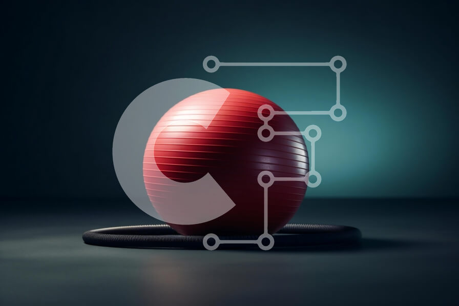 Intra Συλλεκτικό Ξύλινο Παζλ Plywood  4mm - Κόκκινη μπάλα άσκησης σε μαύρο χαλάκι Σε Ξύλινο Κουτί - Διαστάσεις: 10x10 cm – 25 κομμάτια