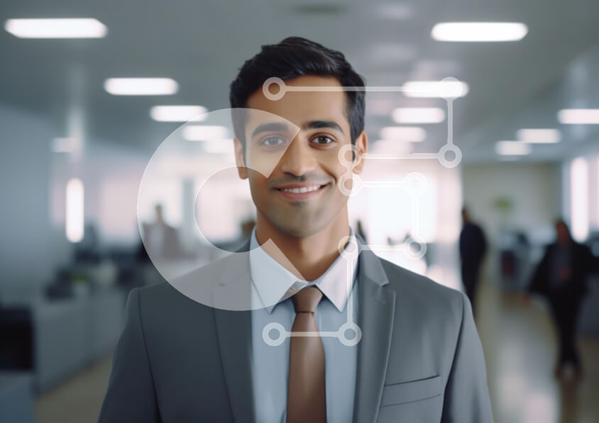 Intra Συλλεκτικό Ξύλινο Παζλ Plywood  4mm - Βέβαιος επιχειρηματίας στο σύγχρονο γραφείο Σε Ξύλινο Κουτί - Διαστάσεις Puzzle: 10x10 cm – 25 κομμάτια