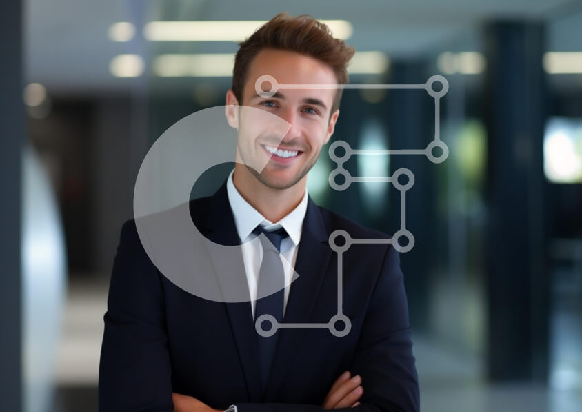 Intra Συλλεκτικό Ξύλινο Παζλ Plywood  4mm - Νέος επαγγελματίας με αυτοπεποίθηση στο γραφείο Σε Ξύλινο Κουτί - Διαστάσεις Puzzle: 10x10 cm – 25 κομμάτια