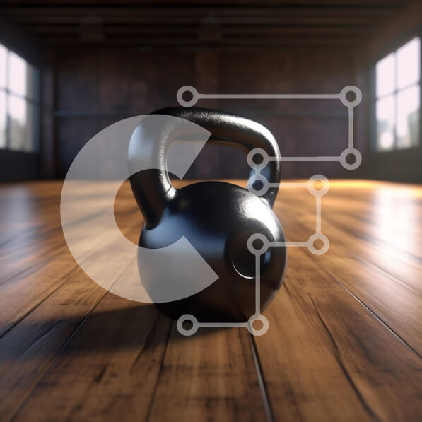 Intra Συλλεκτικό Ξύλινο Παζλ Plywood  4mm - Μαύρο Kettlebell σε ξύλινο πάτωμα Σε Ξύλινο Κουτί - Διαστάσεις: 10x10 cm – 25 κομμάτια