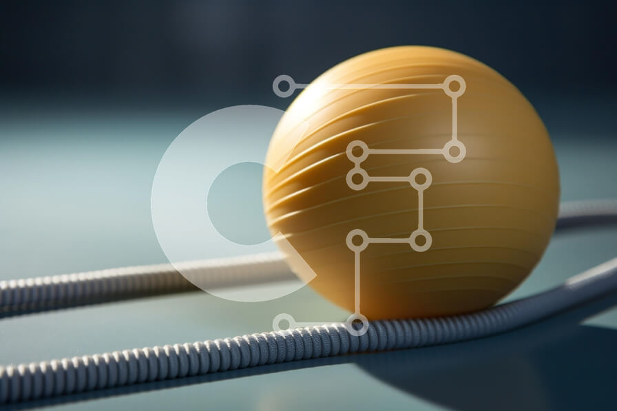 Intra Συλλεκτικό Ξύλινο Παζλ Plywood  4mm - Κίτρινη μπάλα άσκησης με κουλουριασμένα σχοινιά Σε Ξύλινο Κουτί - Διαστάσεις Puzzle: 10x10 cm – 25 κομμάτια