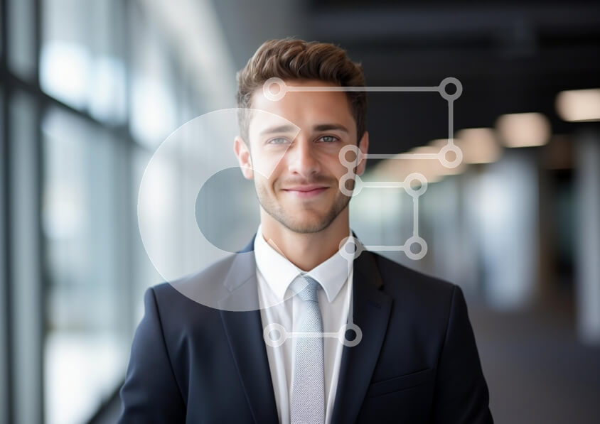 Intra Συλλεκτικό Ξύλινο Παζλ Plywood  4mm - Νέος επιχειρηματίας σε ένα σύγχρονο γραφείο Σε Ξύλινο Κουτί - Διαστάσεις Puzzle: 10x10 cm – 25 κομμάτια